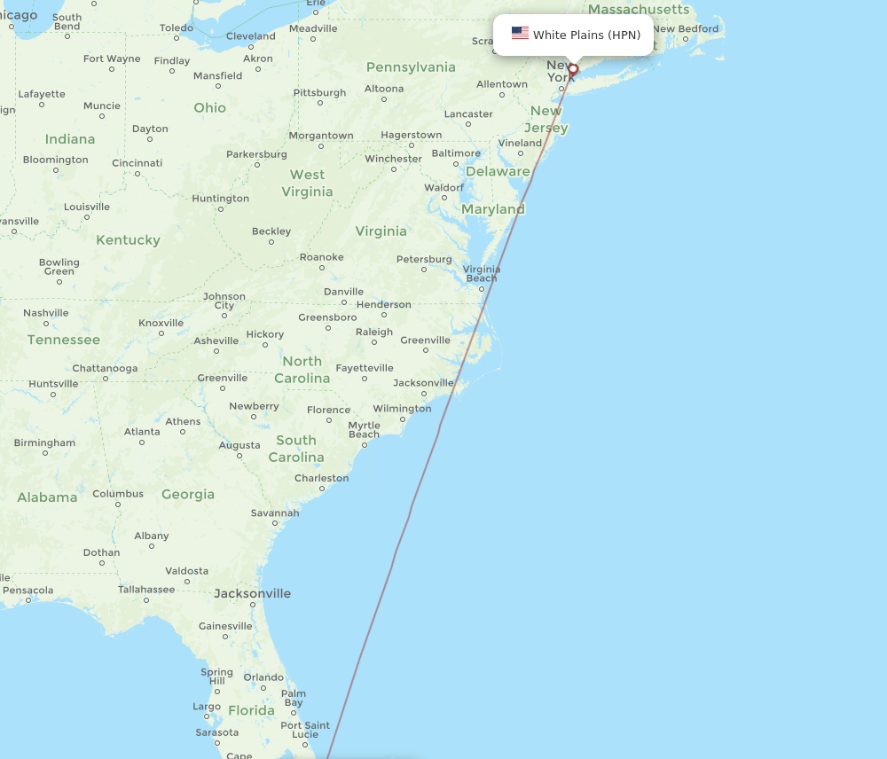 HPN-BIM flight routes