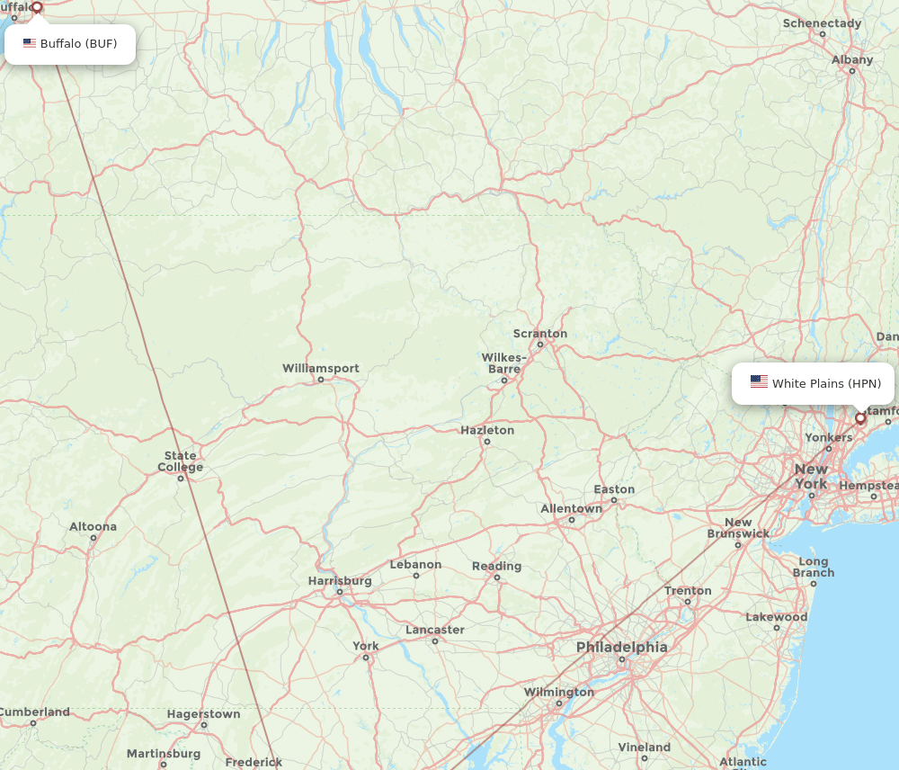 HPN-BUF flight routes