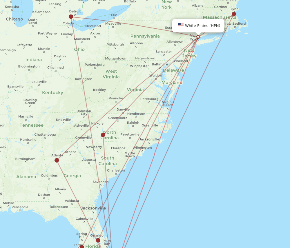 HPN-FLL flight routes