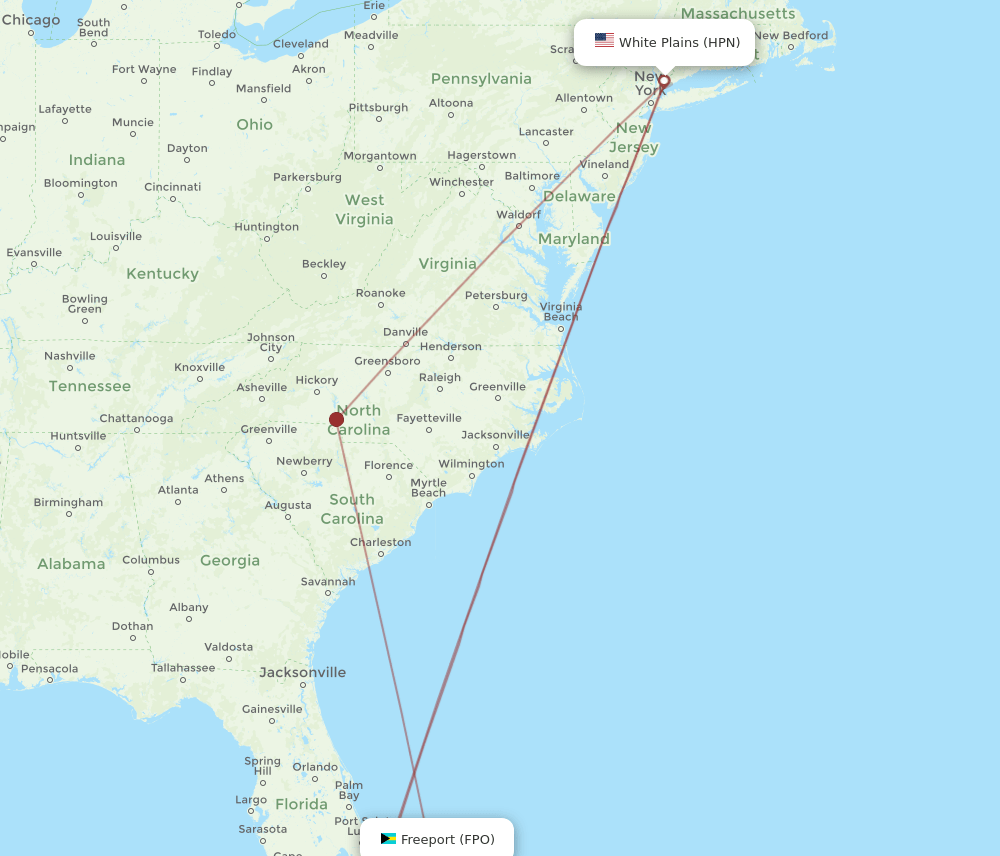 HPN to FPO flights and routes map