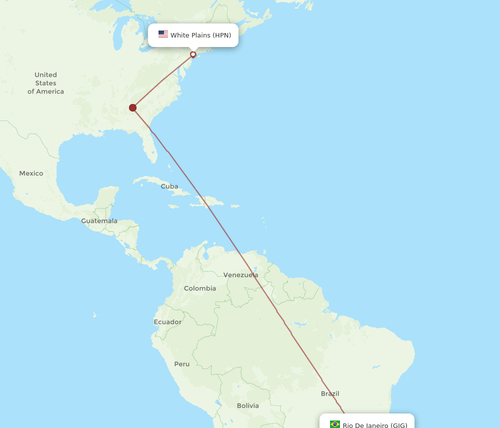 HPN to GIG flights and routes map