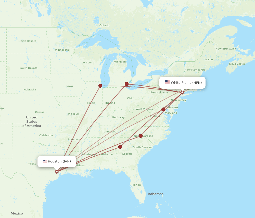 HPN-IAH flight routes