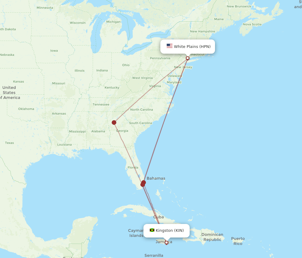HPN-KIN flight routes