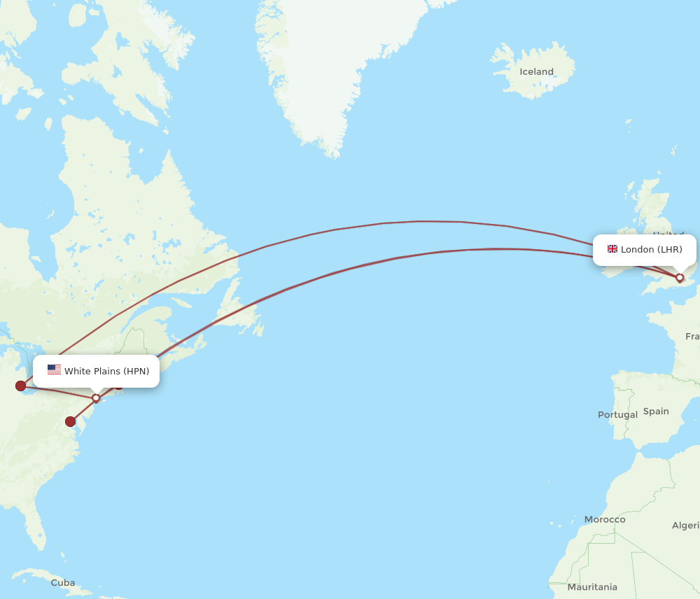 HPN-LHR flight routes