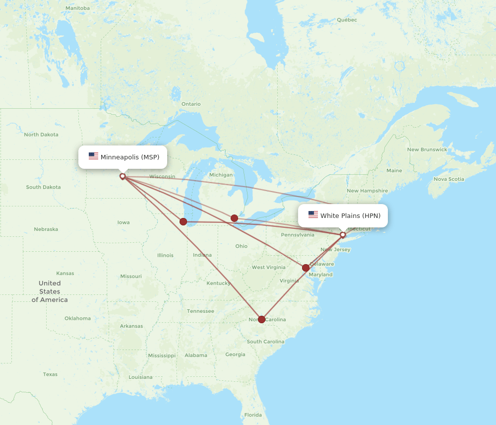HPN-MSP flight routes