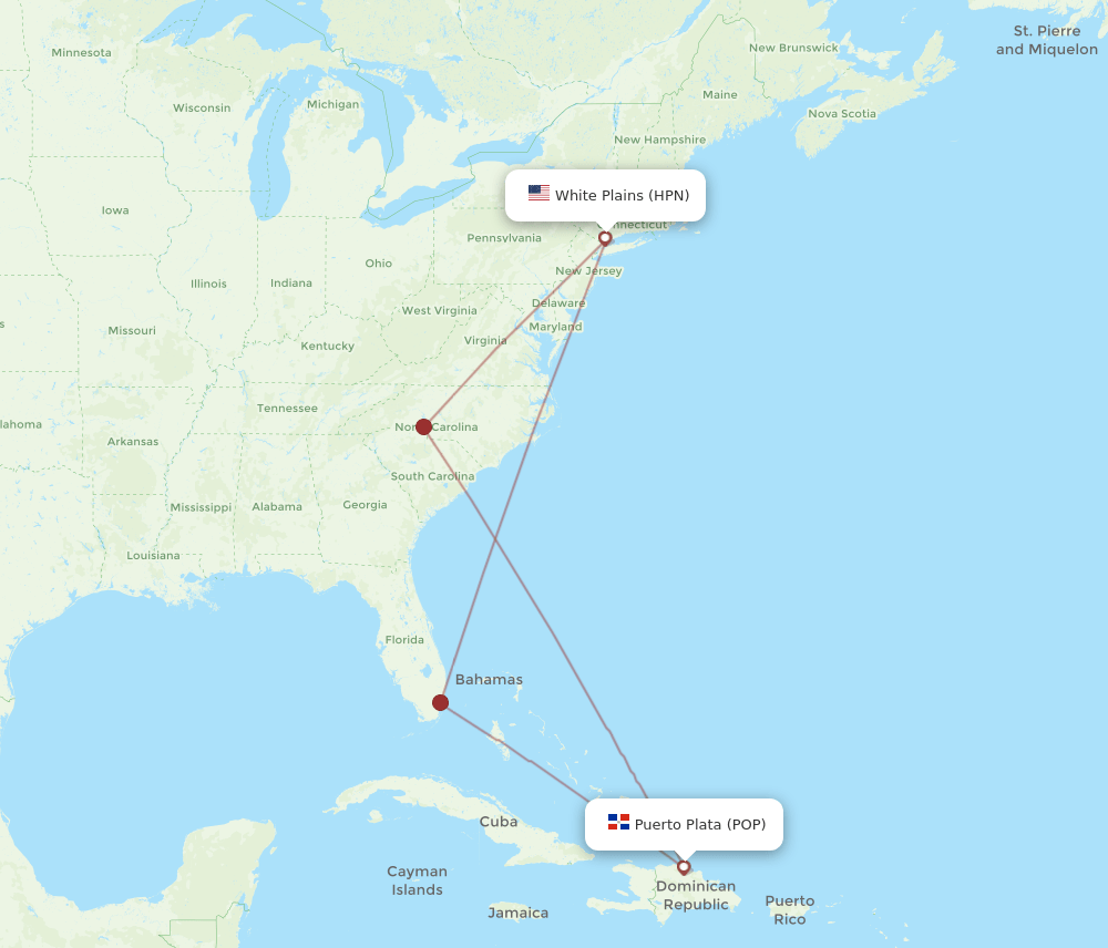 HPN-POP flight routes