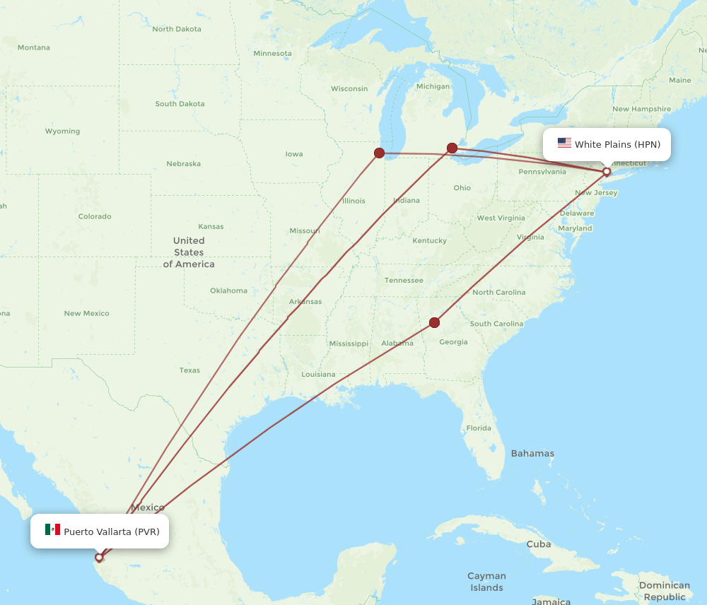 HPN-PVR flight routes