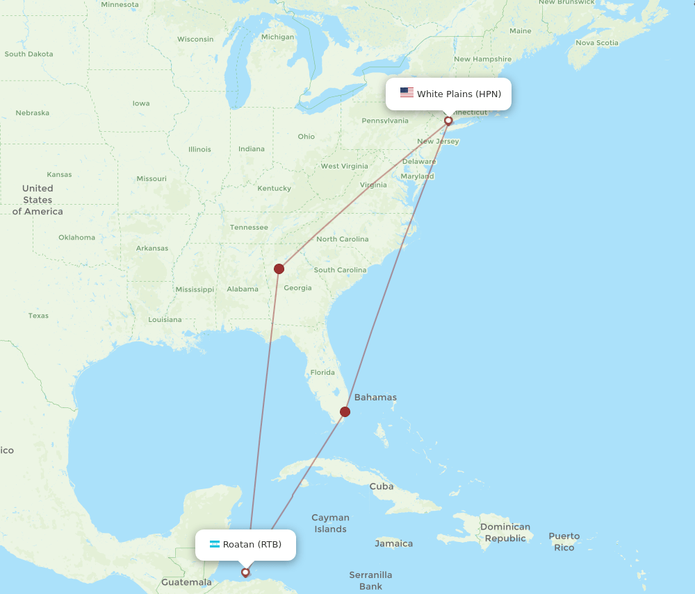 HPN-RTB flight routes