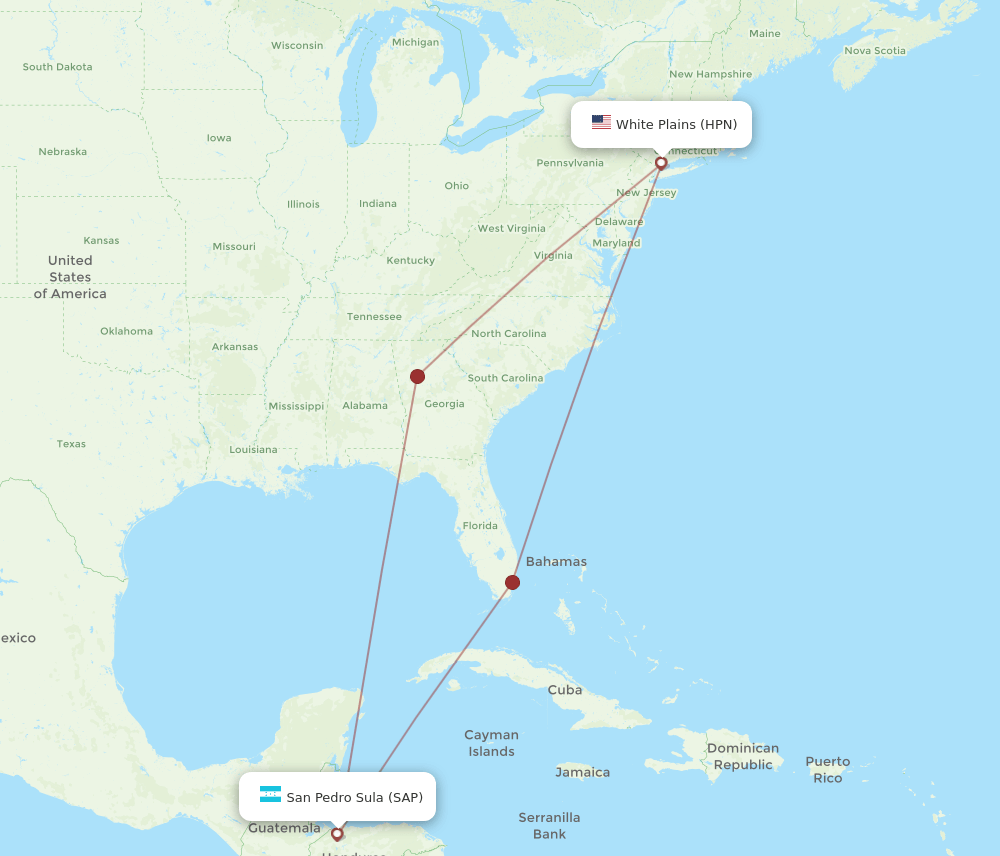 HPN-SAP flight routes