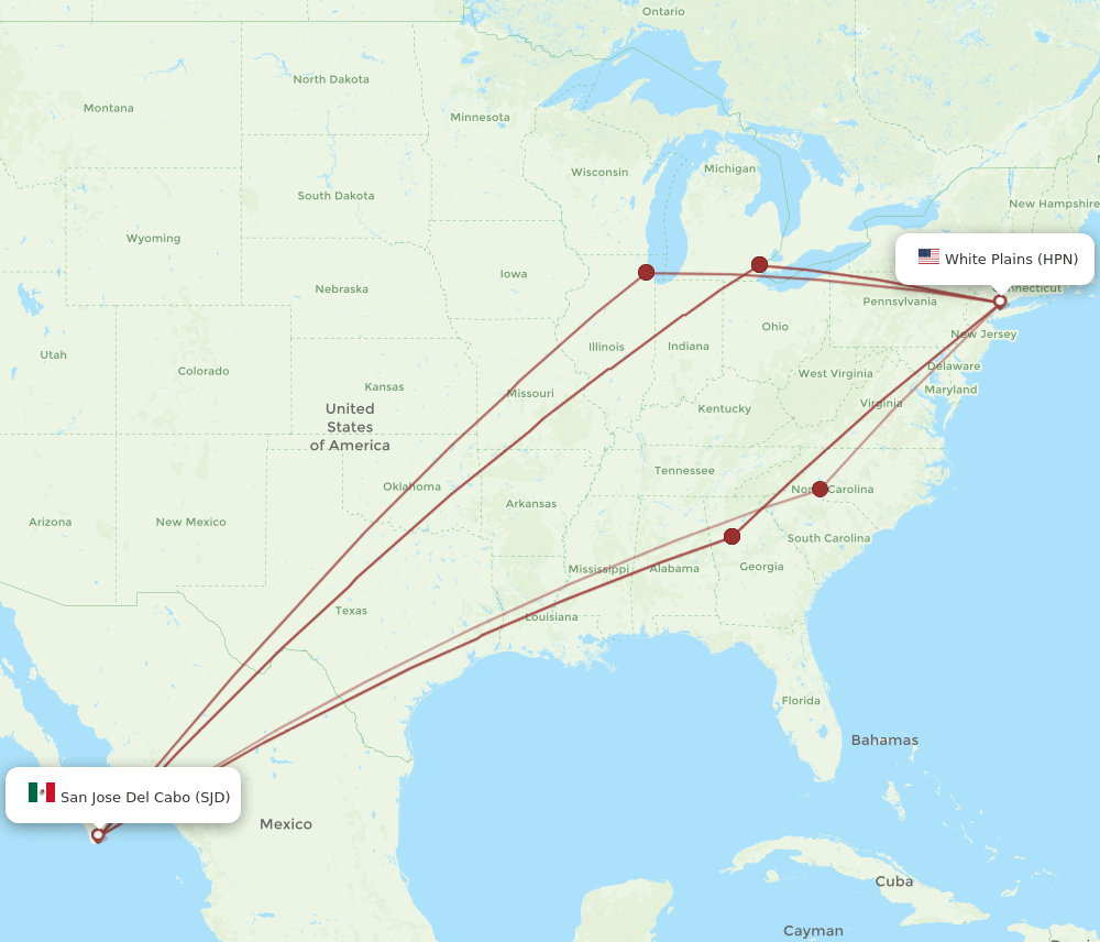 HPN-SJD flight routes