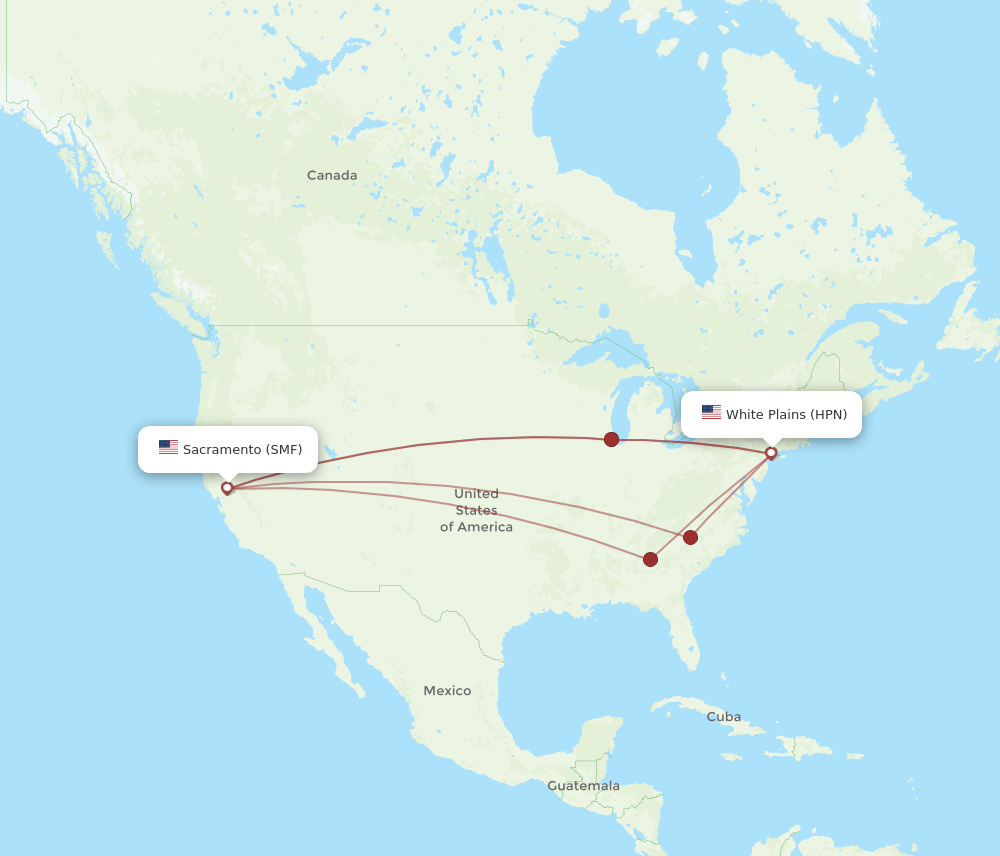 HPN-SMF flight routes