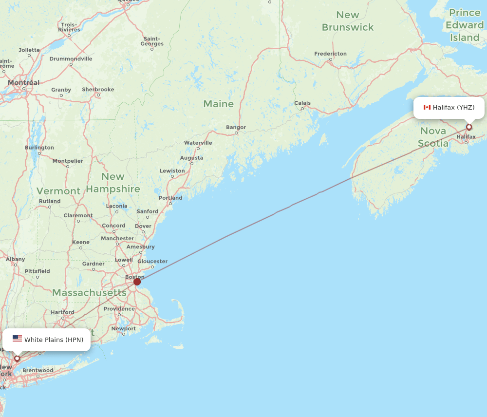 HPN-YHZ flight routes