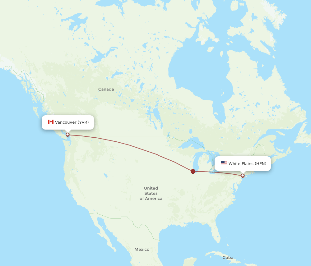 HPN-YVR flight routes