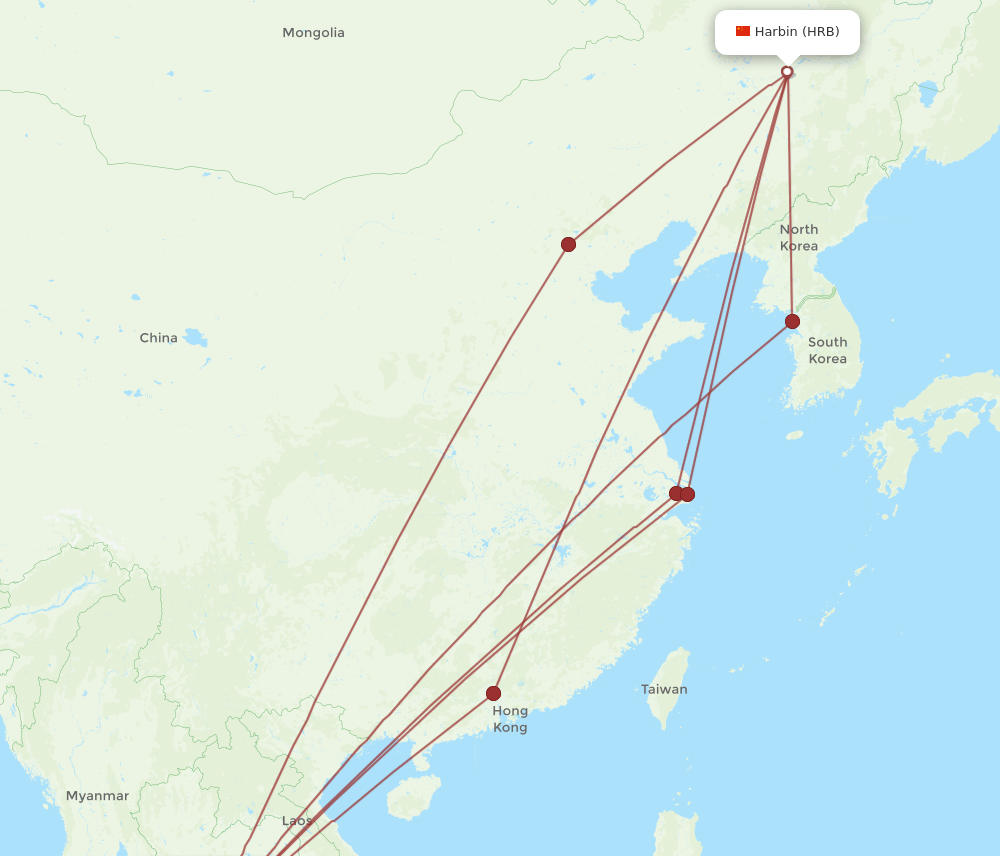 HRB to BKK flights and routes map