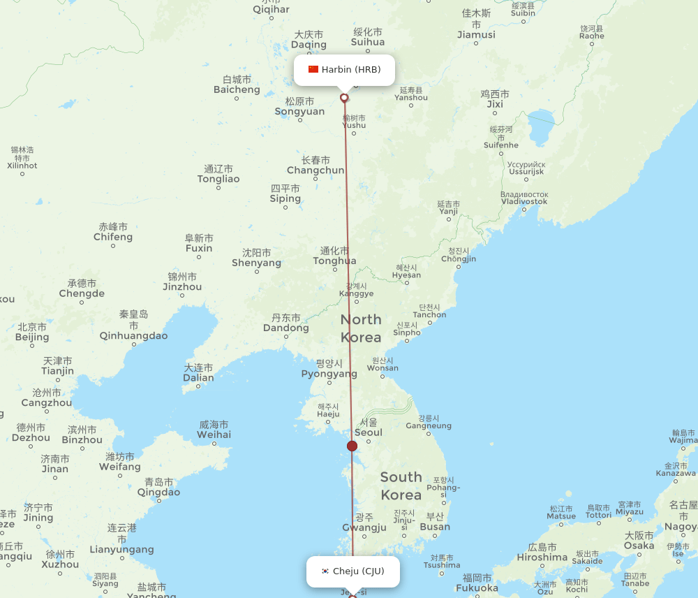 HRB-CJU flight routes
