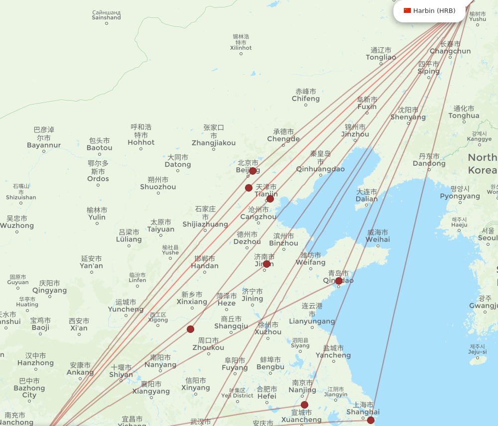 HRB to CKG flights and routes map