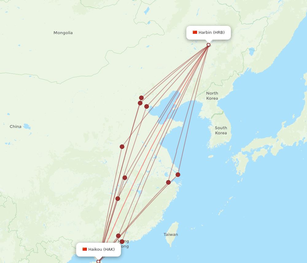 HRB-HAK flight routes