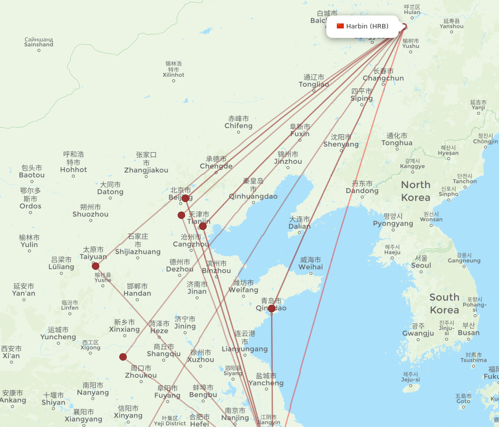 HRB to HGH flights and routes map