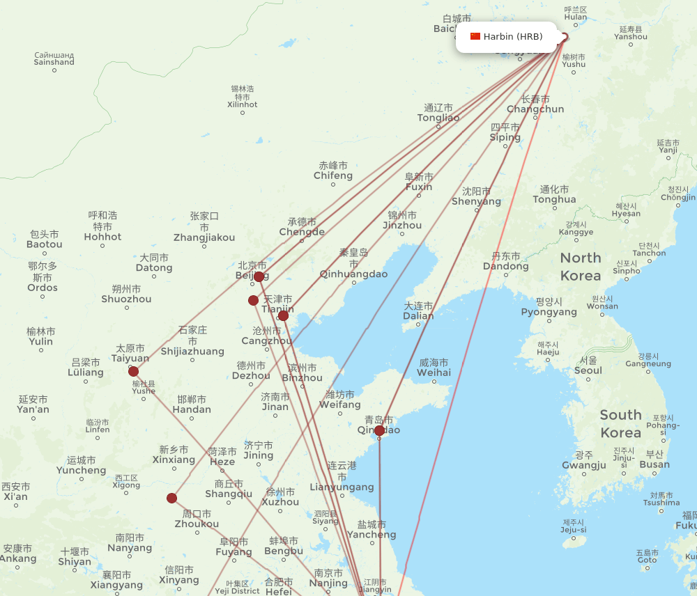 HRB to HGH flights and routes map