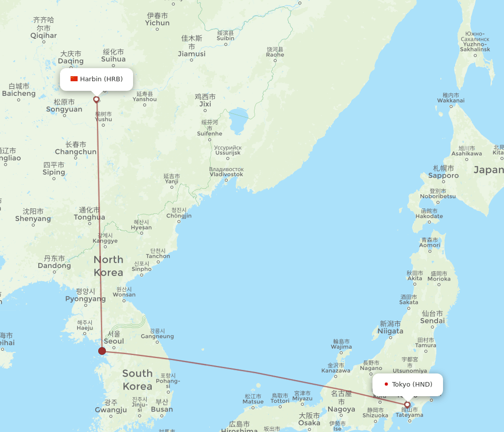 HRB-HND flight routes