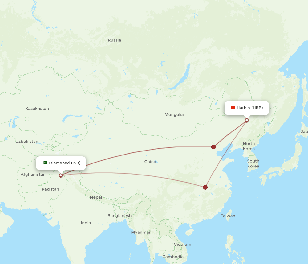 HRB-ISB flight routes