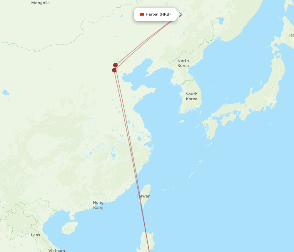 HRB-KLO flight routes