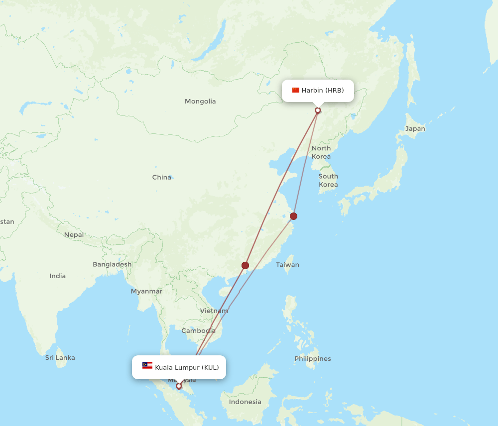 HRB-KUL flight routes