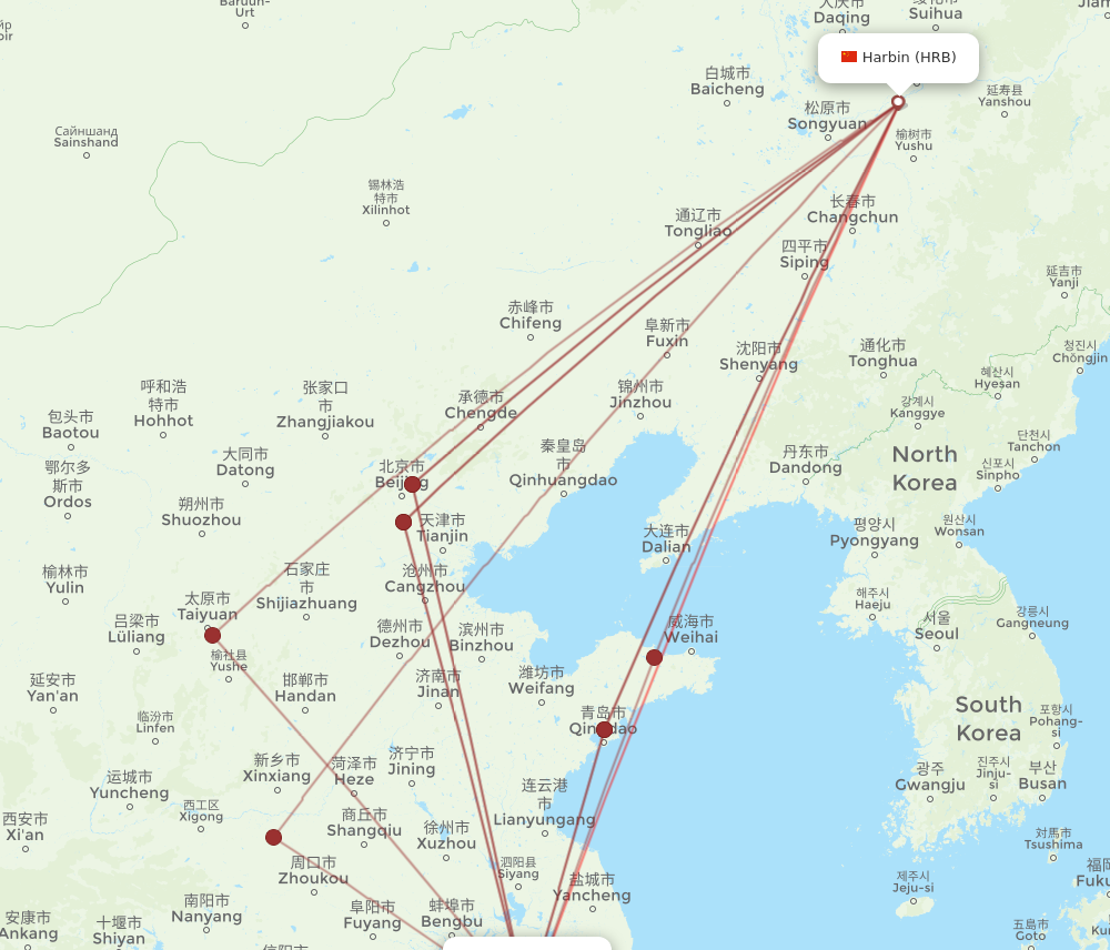 HRB to NKG flights and routes map
