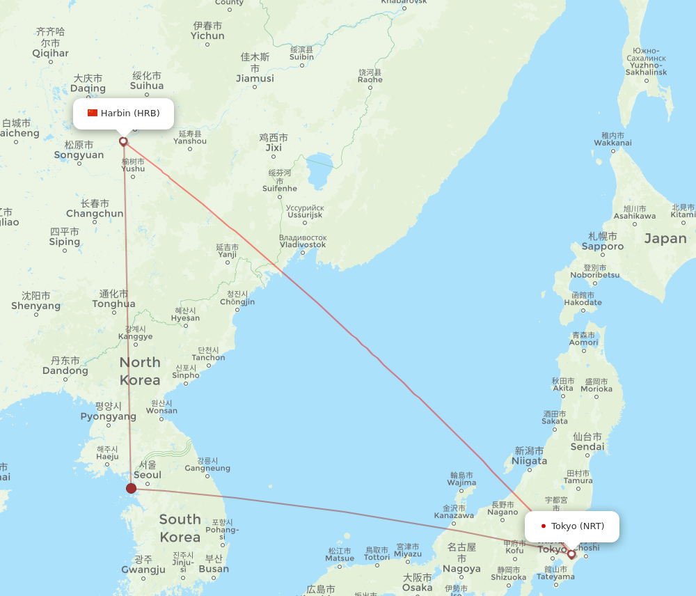 HRB to NRT flights and routes map