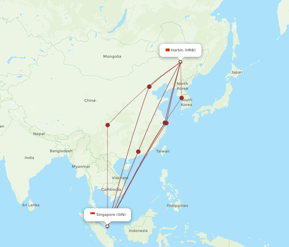 HRB-SIN flight routes