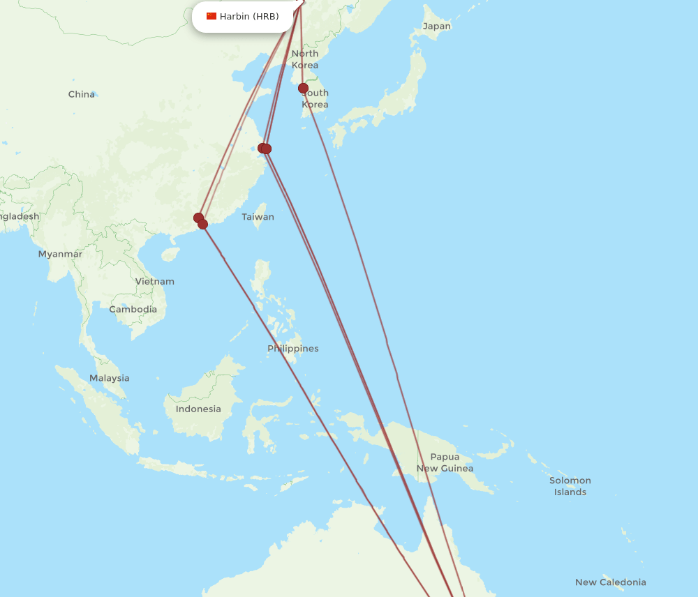HRB-SYD flight routes