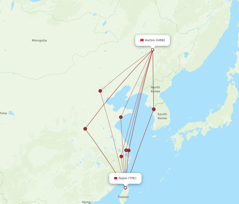 HRB to TPE flights and routes map