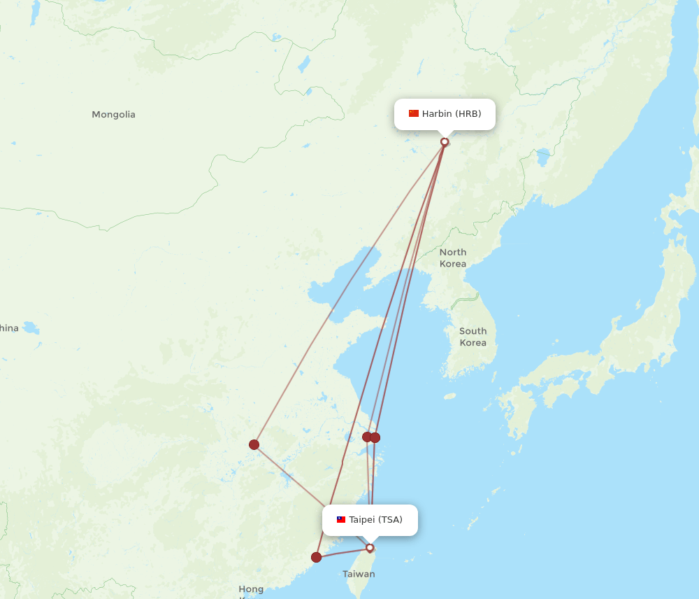 HRB-TSA flight routes