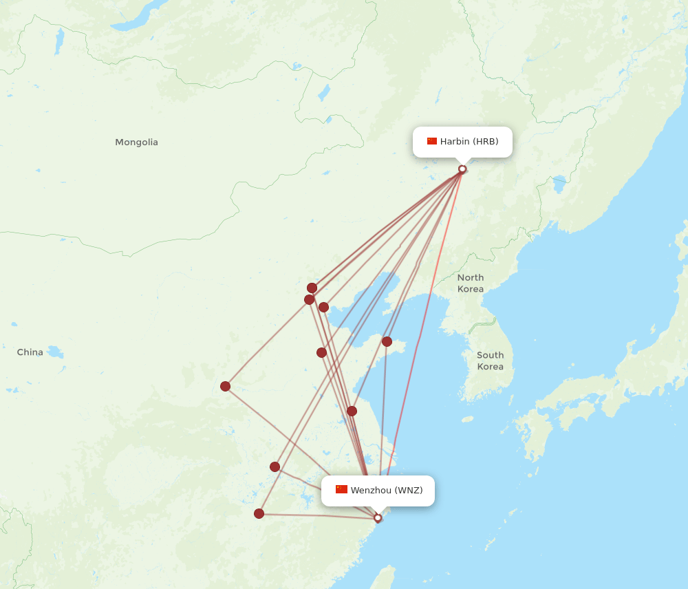 HRB-WNZ flight routes