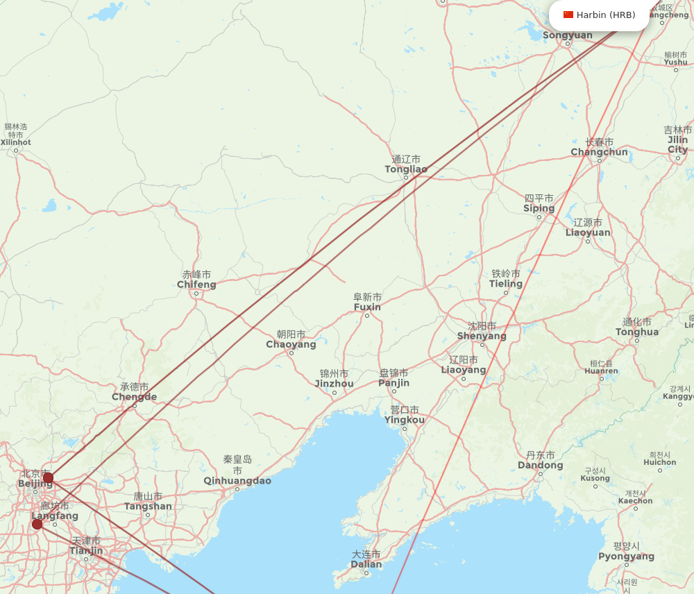 HRB to YNT flights and routes map