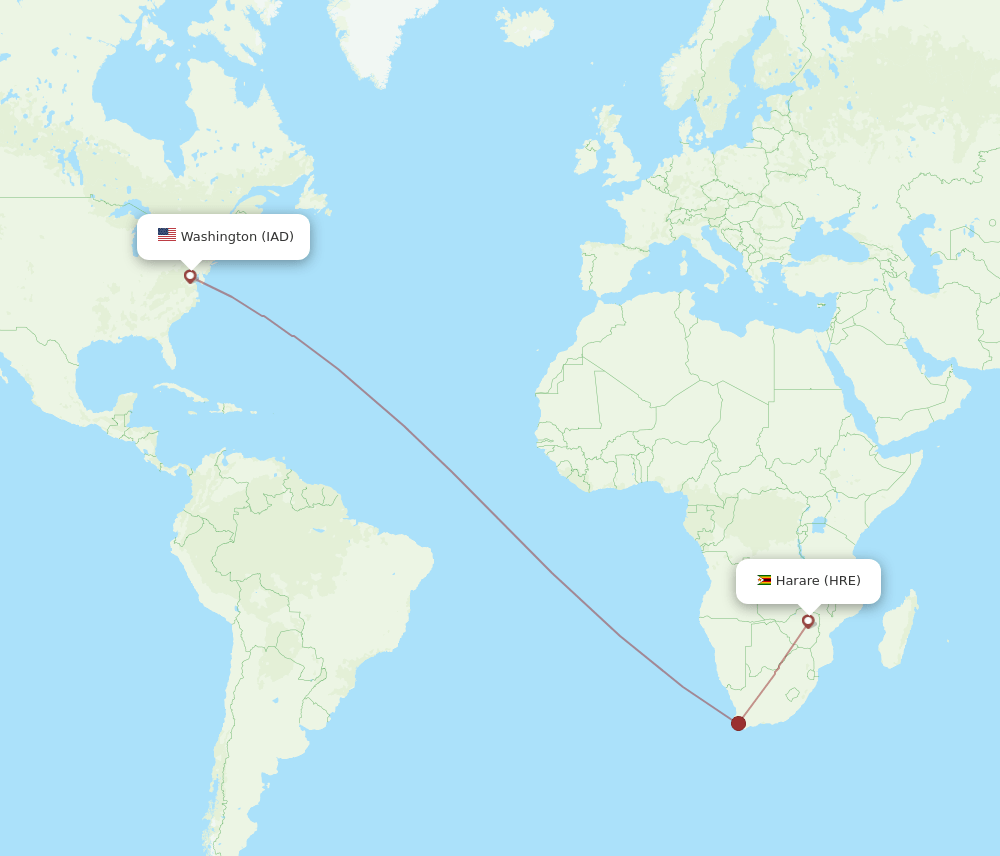 HRE-IAD flight routes