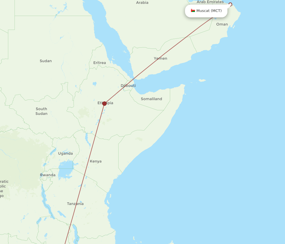 HRE-MCT flight routes