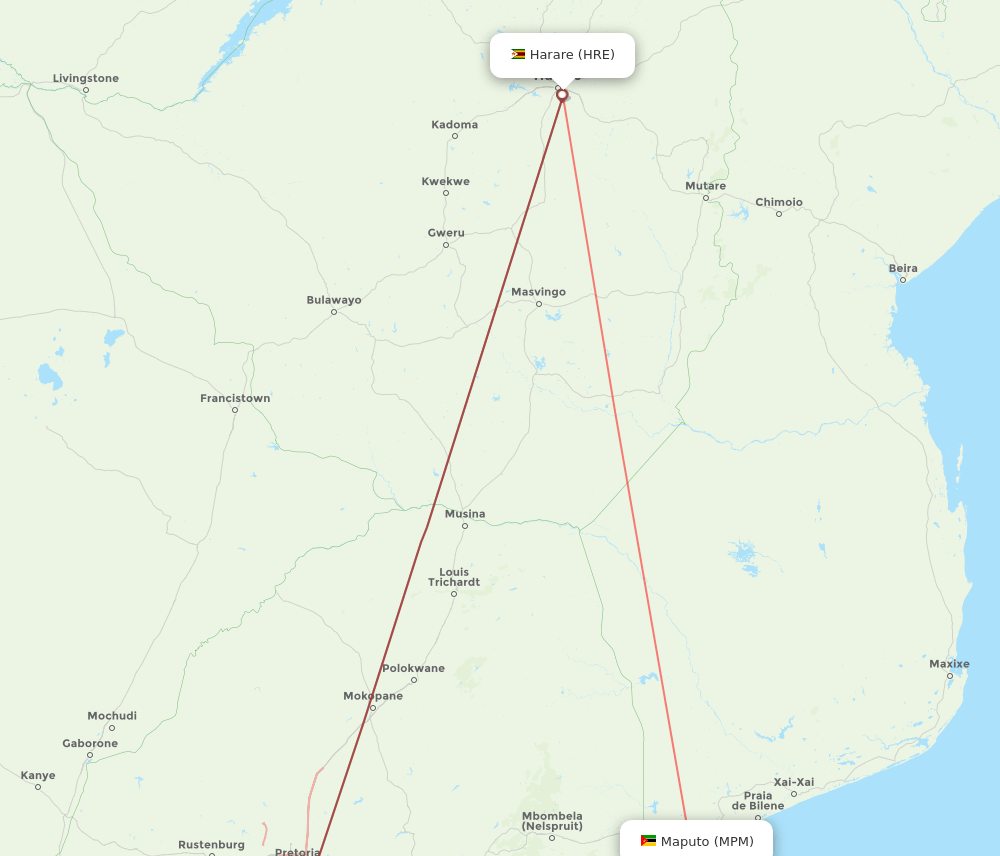 HRE-MPM flight routes