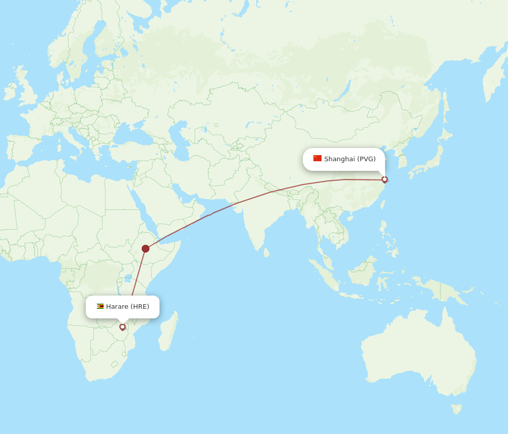 HRE-PVG flight routes