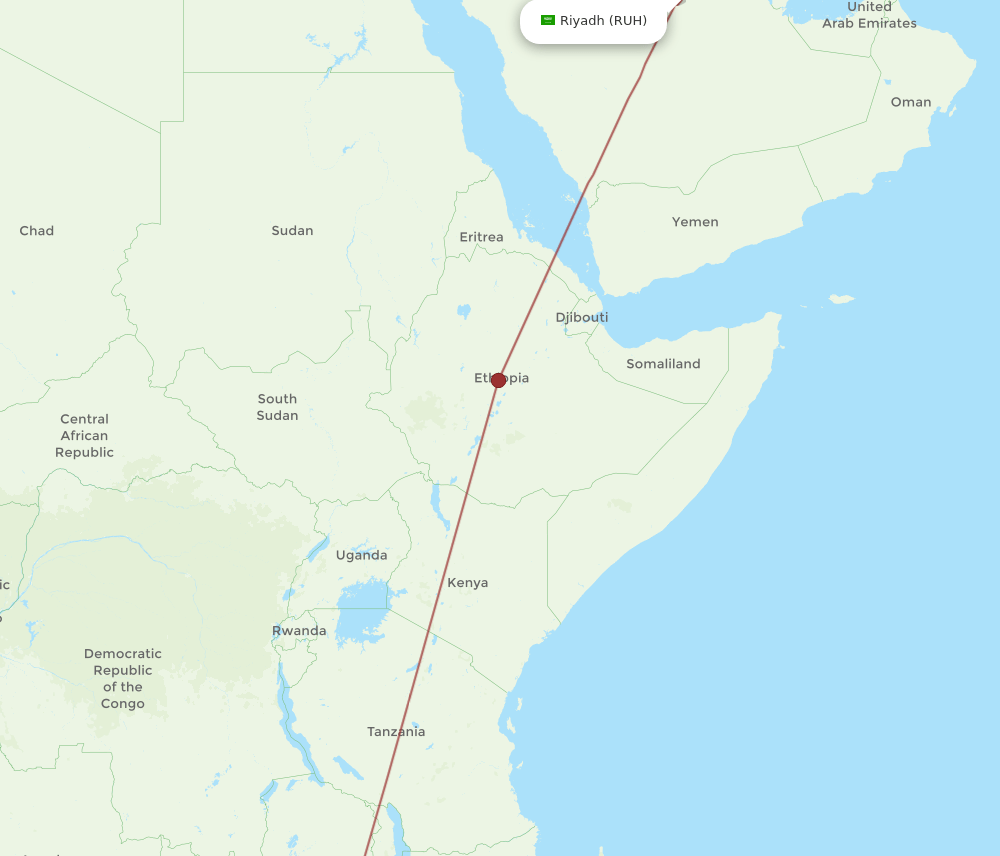 HRE to RUH flights and routes map