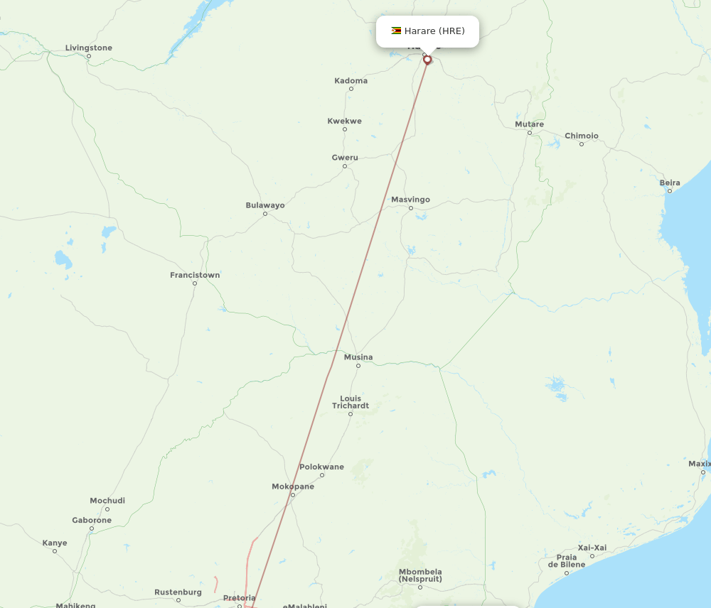 HRE to SHO flights and routes map