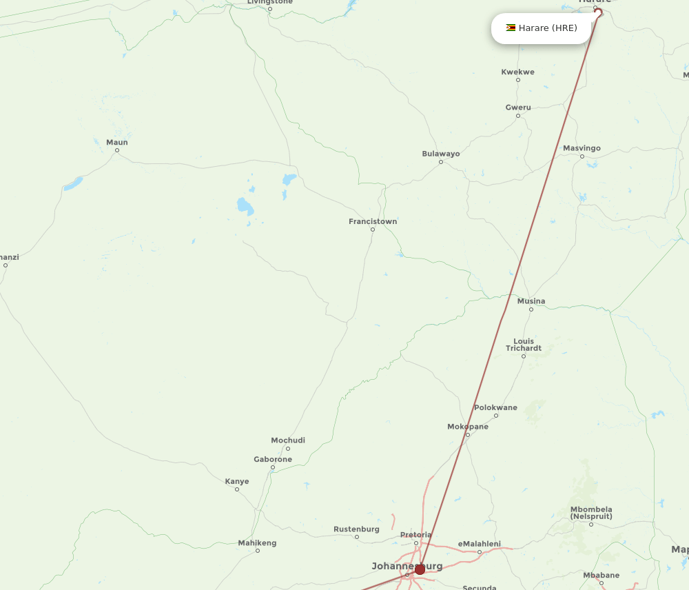 HRE-SIS flight routes