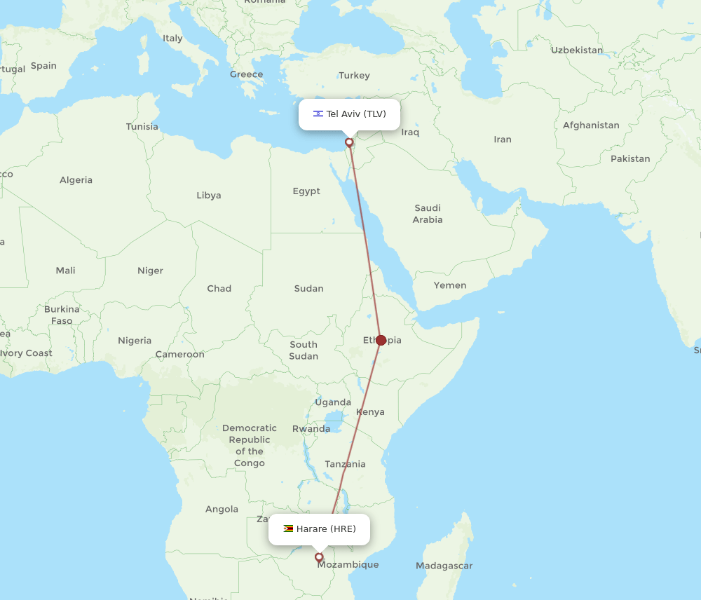 HRE-TLV flight routes