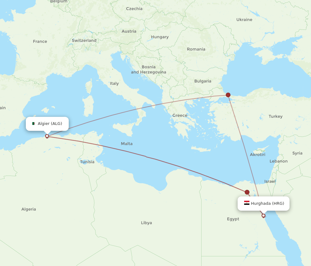 HRG to ALG flights and routes map