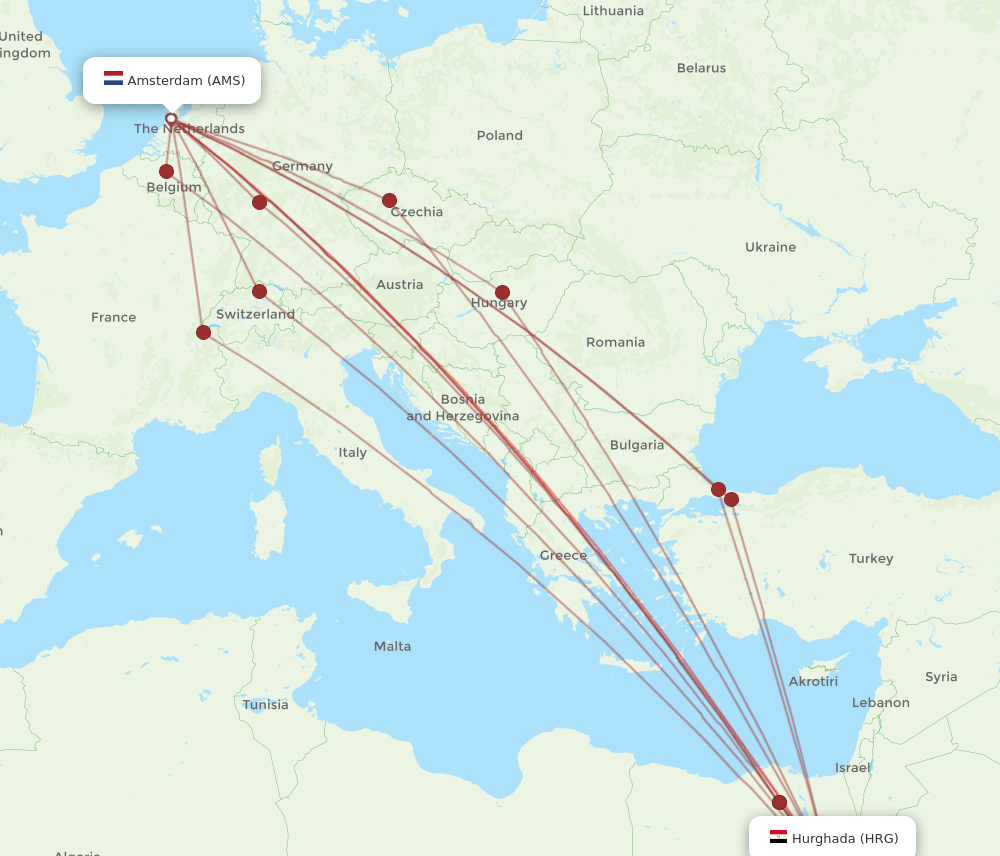 HRG-AMS flight routes