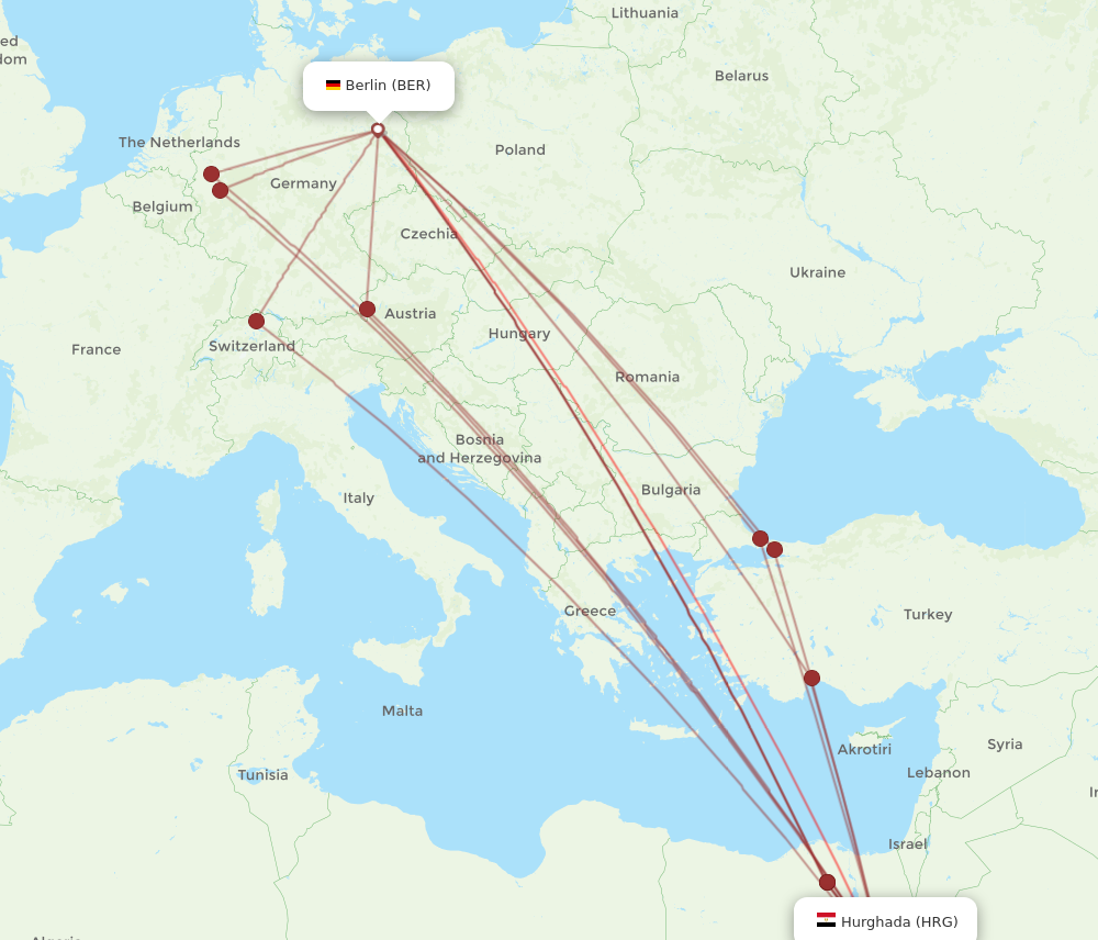 HRG to BER flights and routes map