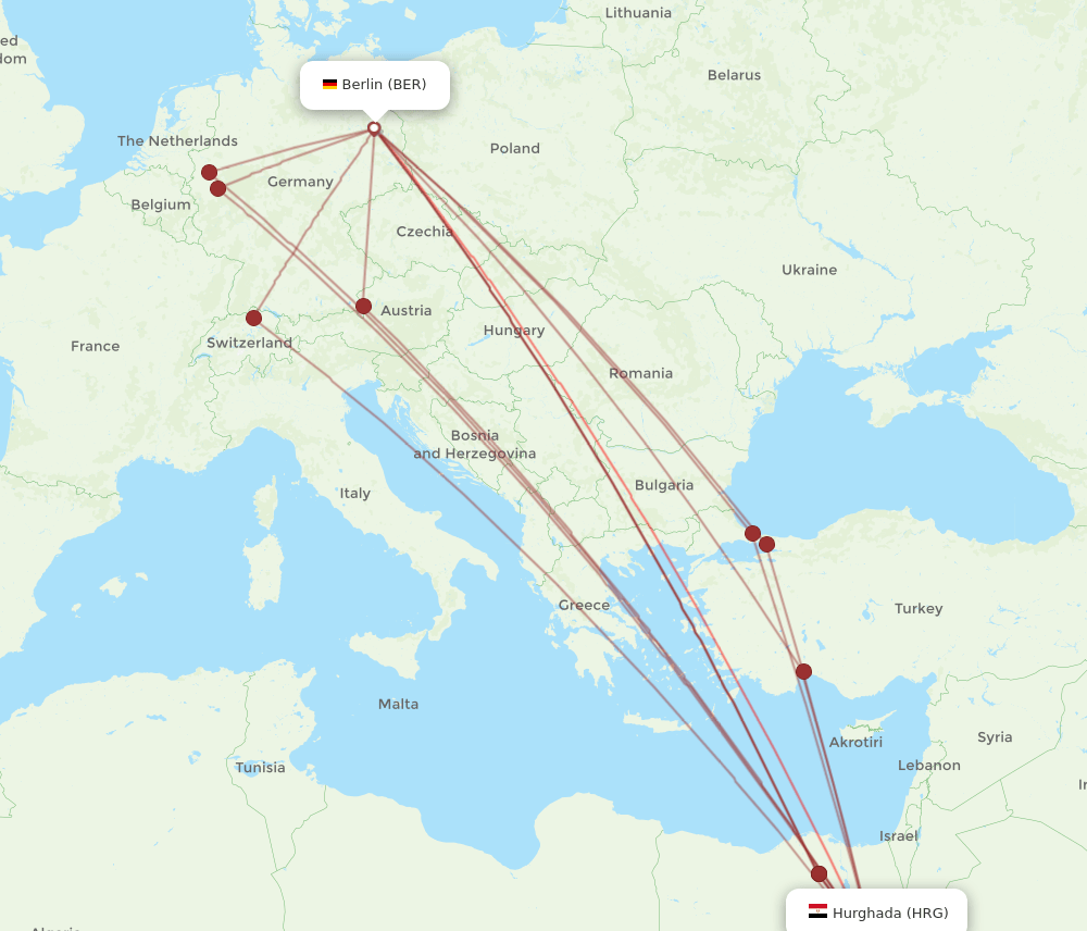 HRG-BER flight routes