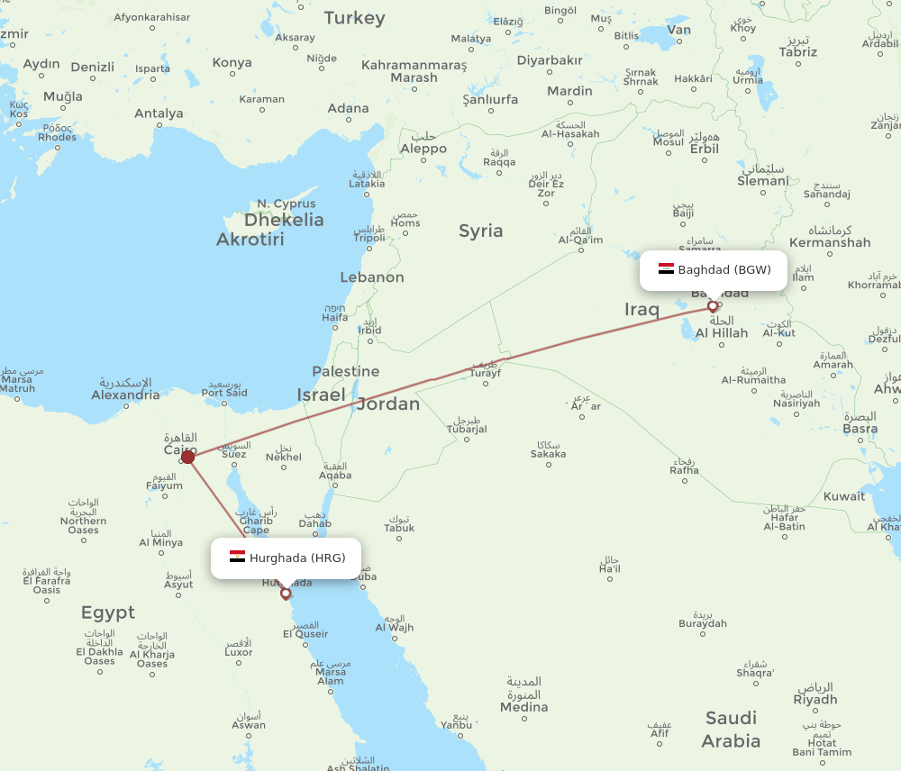 HRG-BGW flight routes
