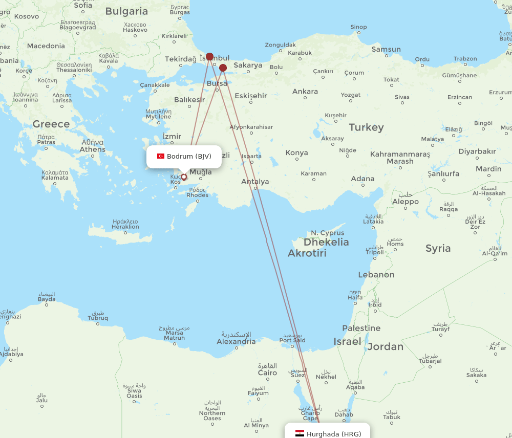 HRG-BJV flight routes