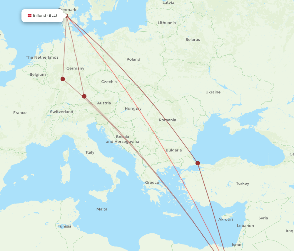 HRG-BLL flight routes